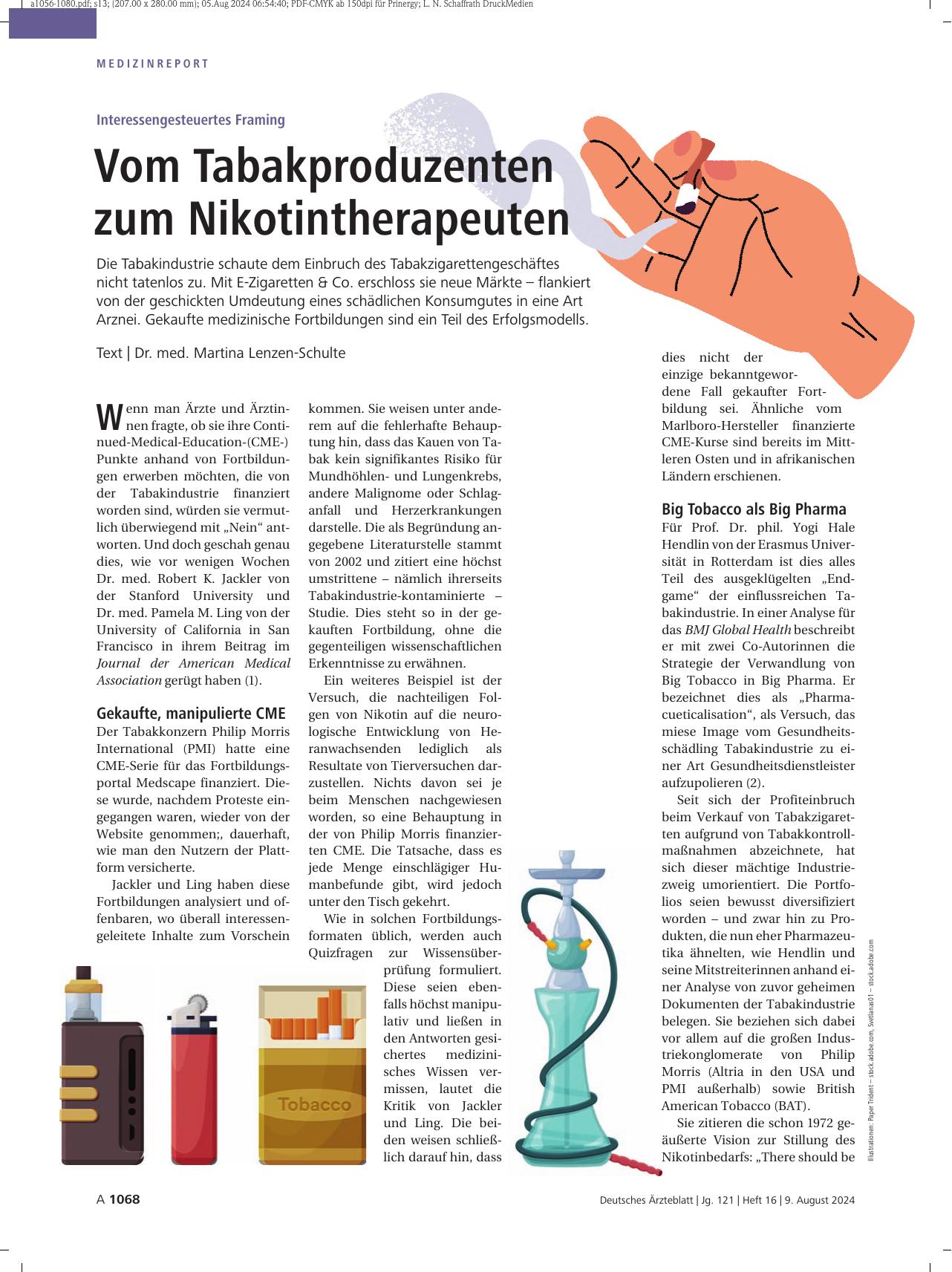 Vorschauseite 1: Interessengesteuertes Framing: Vom Tabakproduzenten zum Nikotintherapeuten