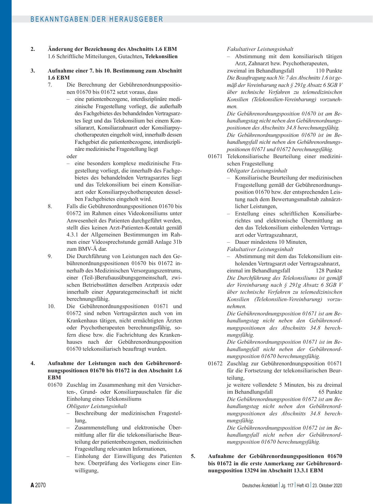 Vorschauseite 2: Beschluss des ergänzten Bewertungsausschusses nach § 87 Abs. 5a SGB V in seiner 60. Sitzung (schriftliche Beschlussfassung)