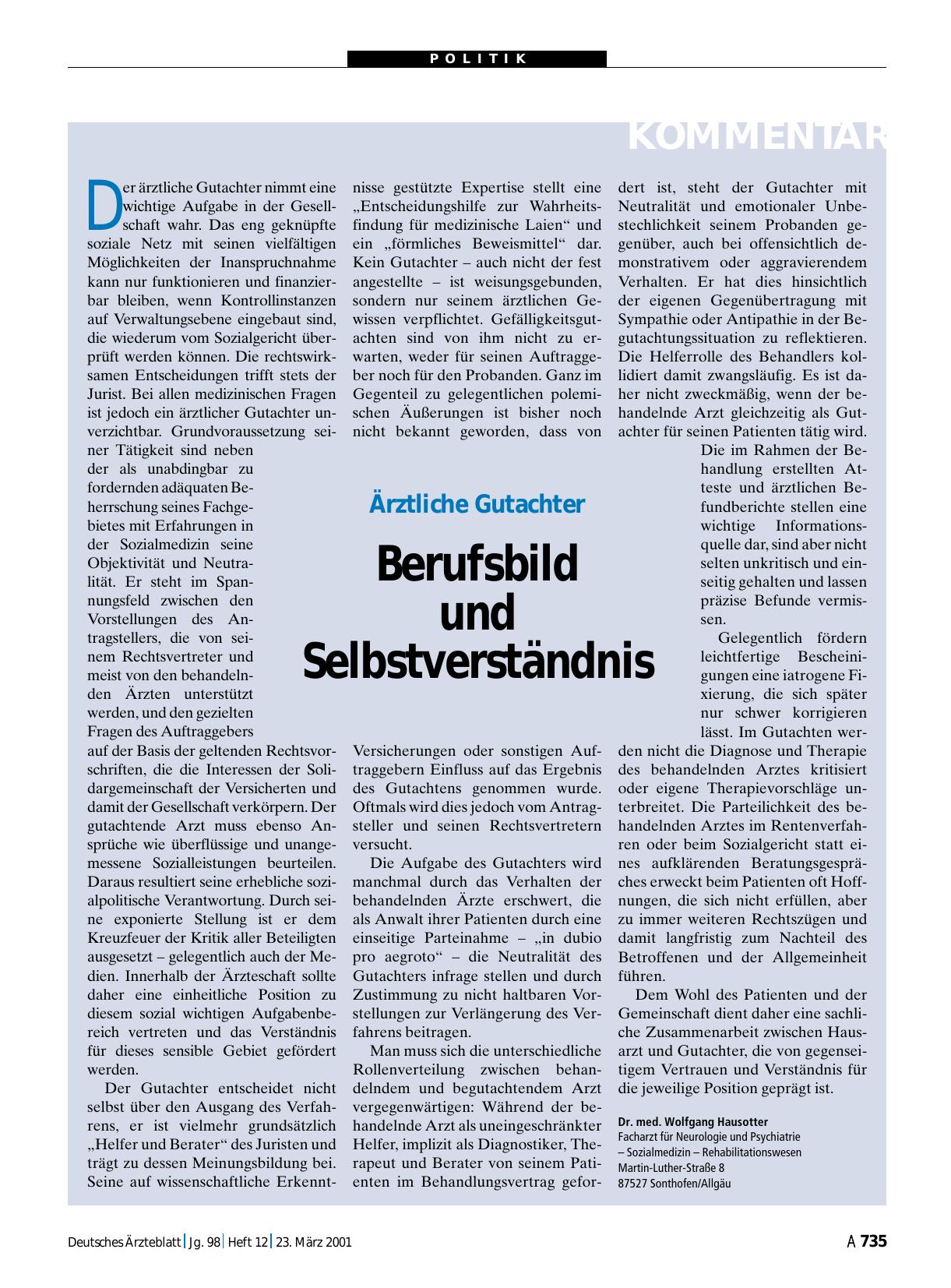 Vorschauseite 1: Ärztliche Gutachter: Berufsbild und Selbstverständnis