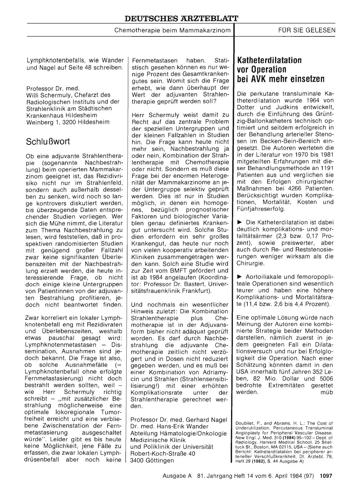 Vorschauseite 1: Katheterdilatation vor Operation bei AVK mehr einsetzen