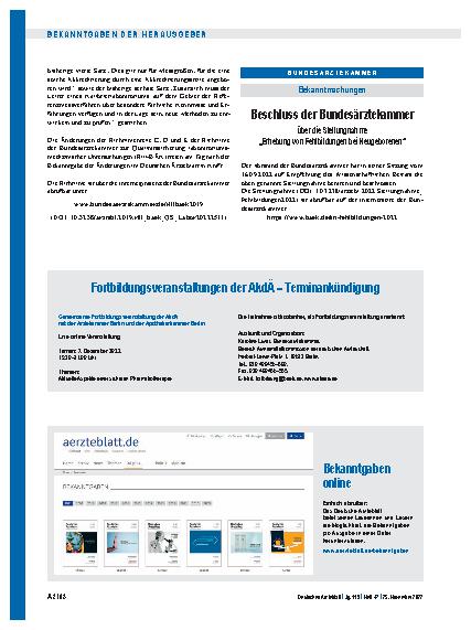 Vorschauseite 1: Beschluss der Bundesärztekammer über die Stellungnahme „Erhebung von Fehlbildungen bei Neugeborenen“