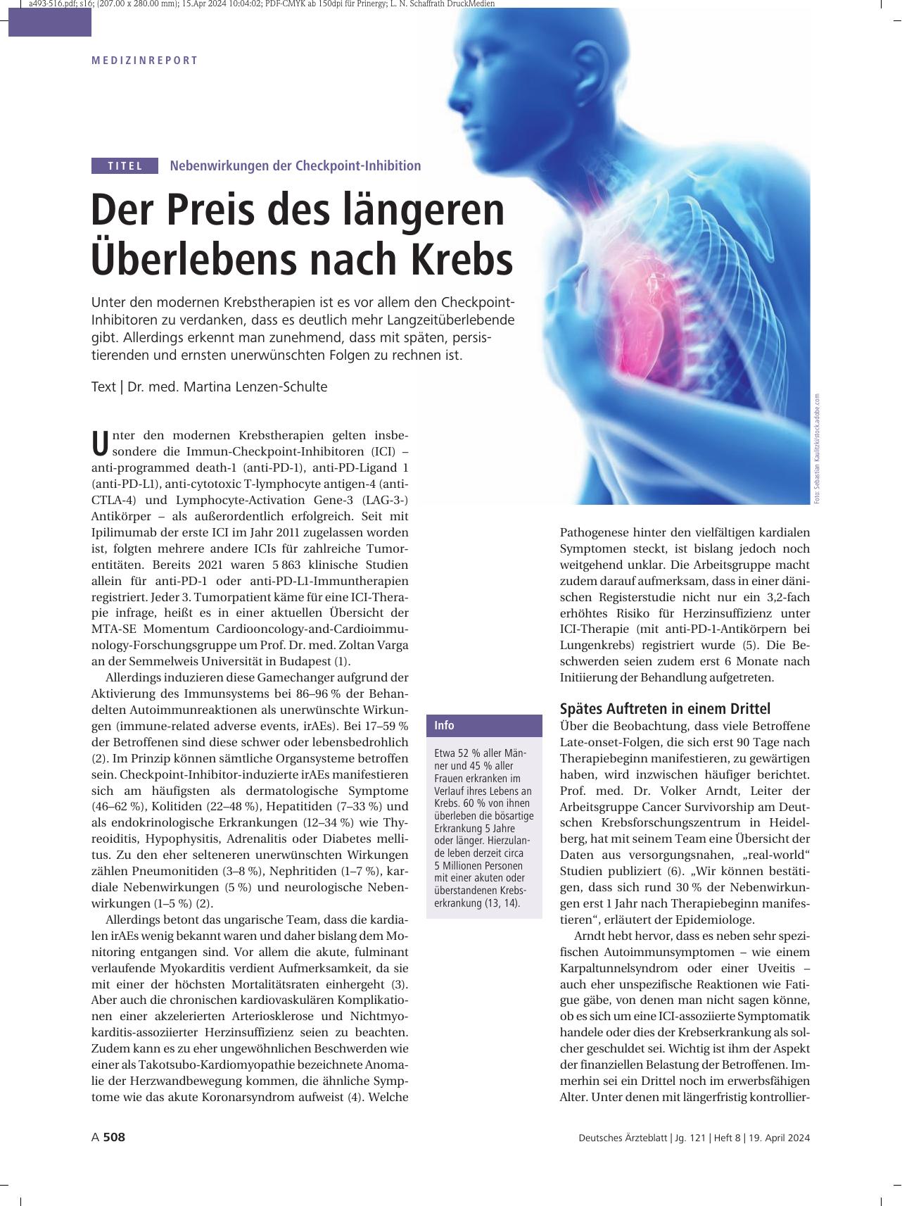 Vorschauseite 1: Nebenwirkungen der Checkpoint-Inhibition: Der Preis des längeren Überlebens nach Krebs