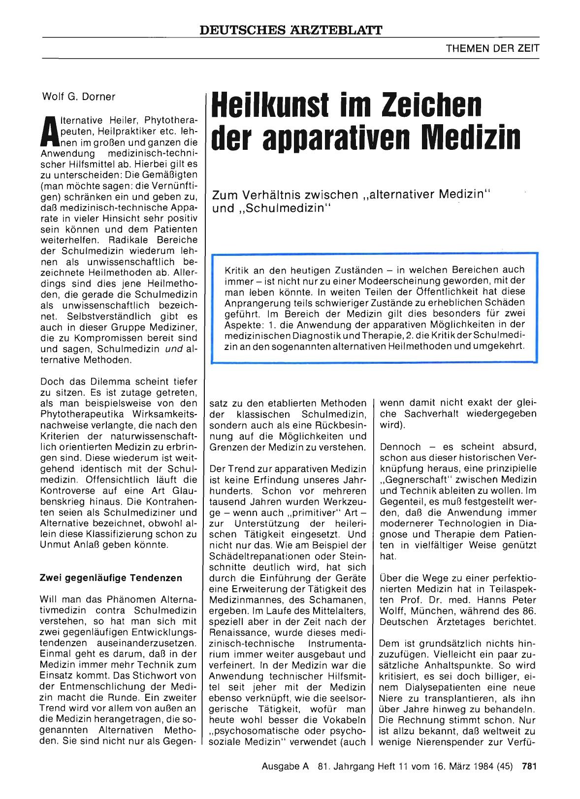 Vorschauseite 1: Heilkunst im Zeichen der apparativen Medizin: Zum Verhältnis zwischen „alternativer Medizin“ und „Schulmedizin“