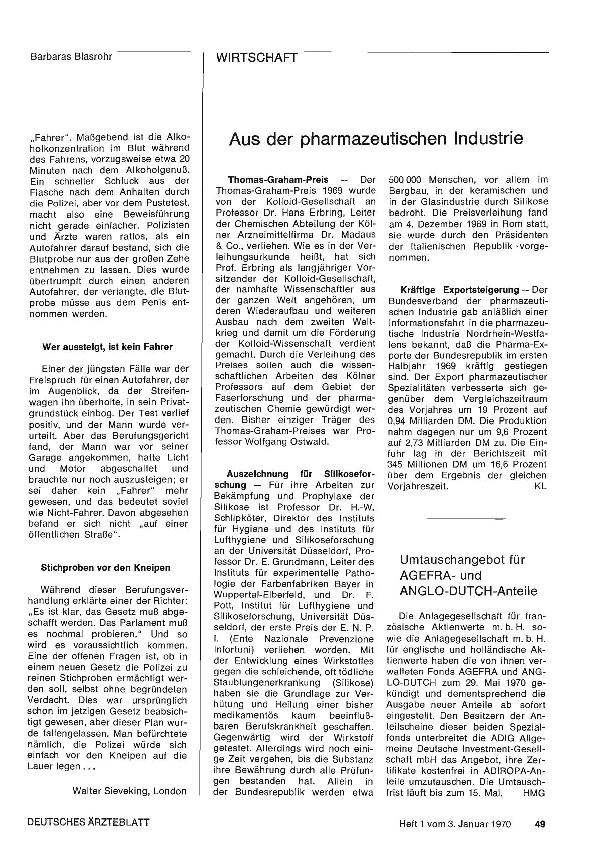 Vorschauseite 1: Aus der pharmazeutischen Industrie