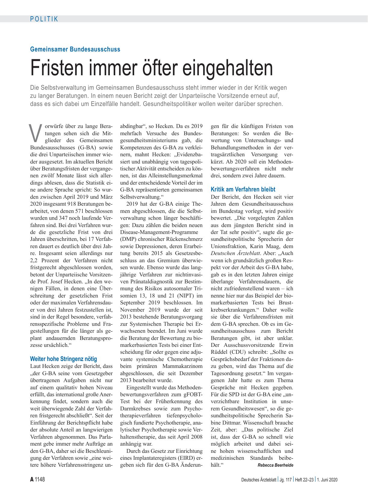 Vorschauseite 1: Gemeinsamer Bundesausschuss: Fristen immer öfter eingehalten