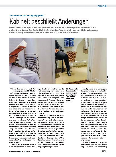 Vorschauseite 1: Terminserviceund Versorgungsgesetz: Kabinett beschließt Änderungen