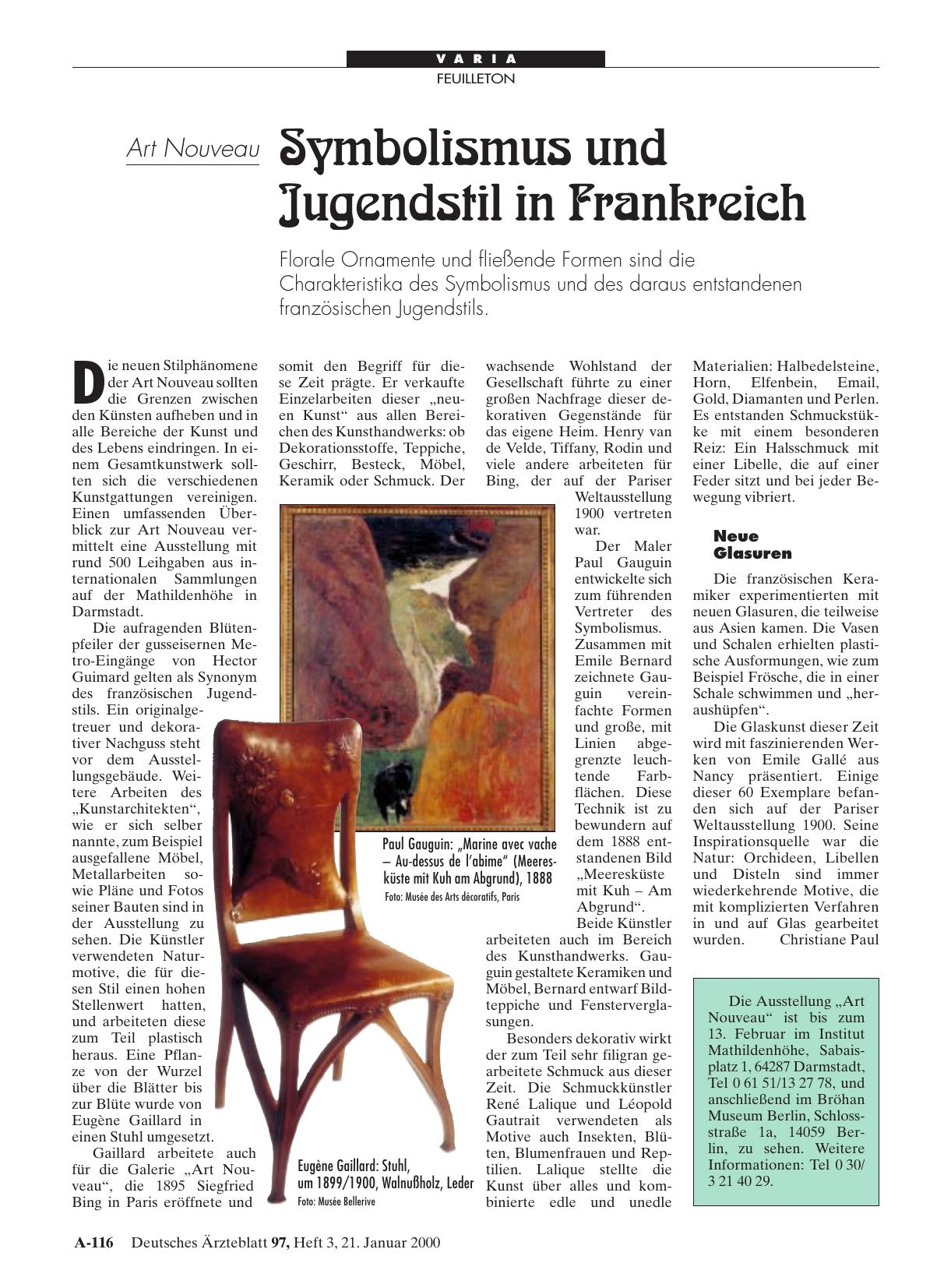 Vorschauseite 1: Art Nouveau: Symbolismus und Jugendstil in Frankreich