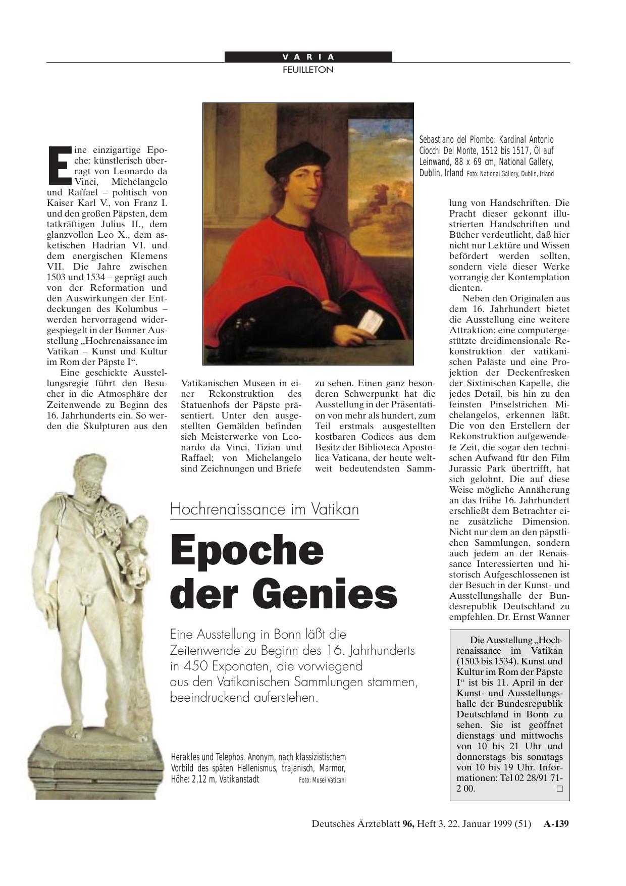 Vorschauseite 1: Ausstellung „Hochrenaissance im Vatikan