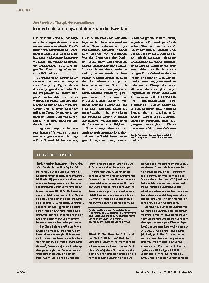 Vorschauseite 1: Antifibrotische Therapie der Lungenfibrose: Nintedanib verlangsamt den Krankheitsverlauf