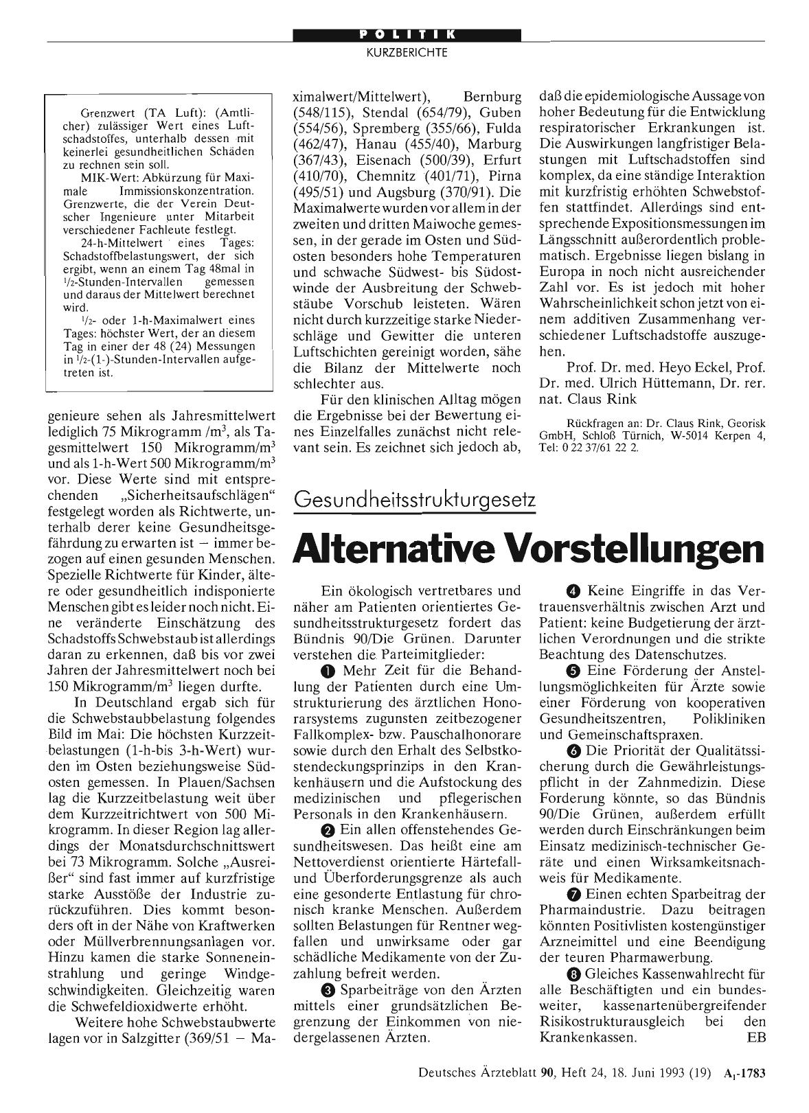 Vorschauseite 1: Gesundheitsstrukturgesetz: Alternative Vorstellungen