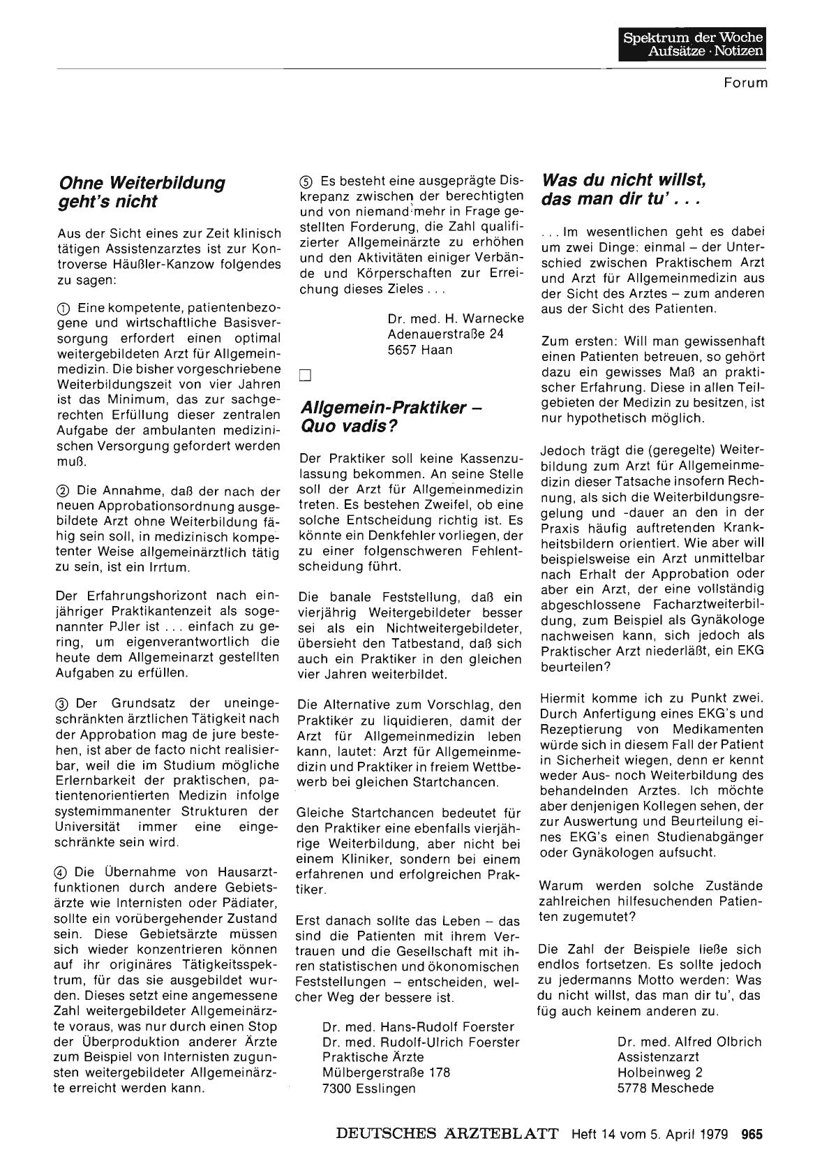 Vorschauseite 1: Hat der Praktische Arzt ausgedient? : Allgemein-Praktiker - Quo vadis?