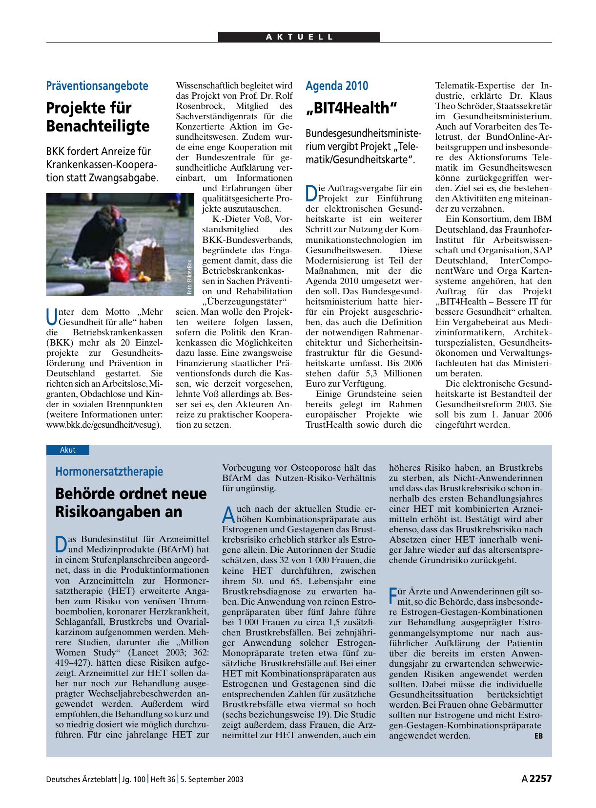 Vorschauseite 1: Präventionsangebote: Projekte für Benachteiligte