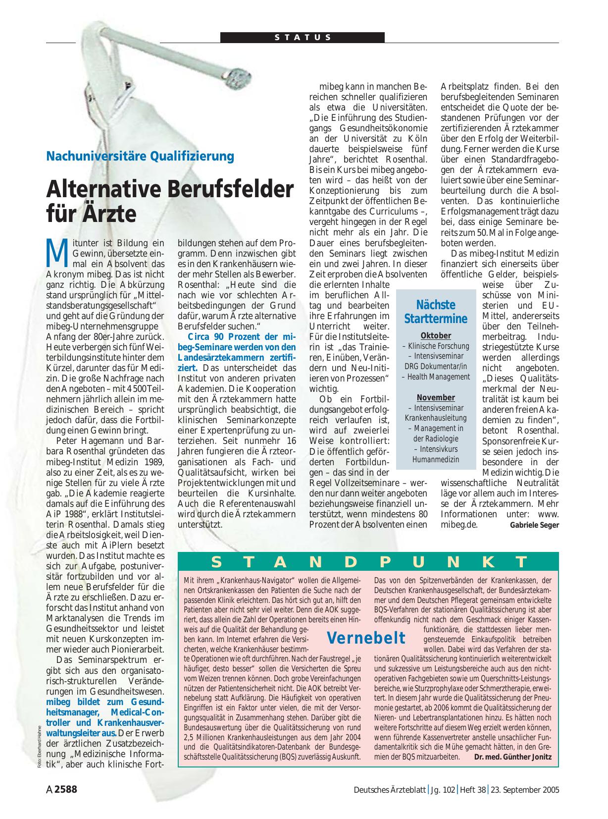 Vorschauseite 1: Standpunkt: Vernebelt