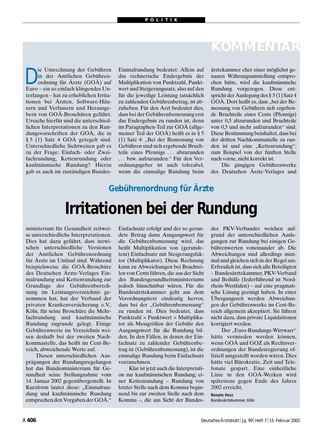 Vorschauseite 1: Gebührenordnung für Ärzte: Irritationen bei der Rundung
