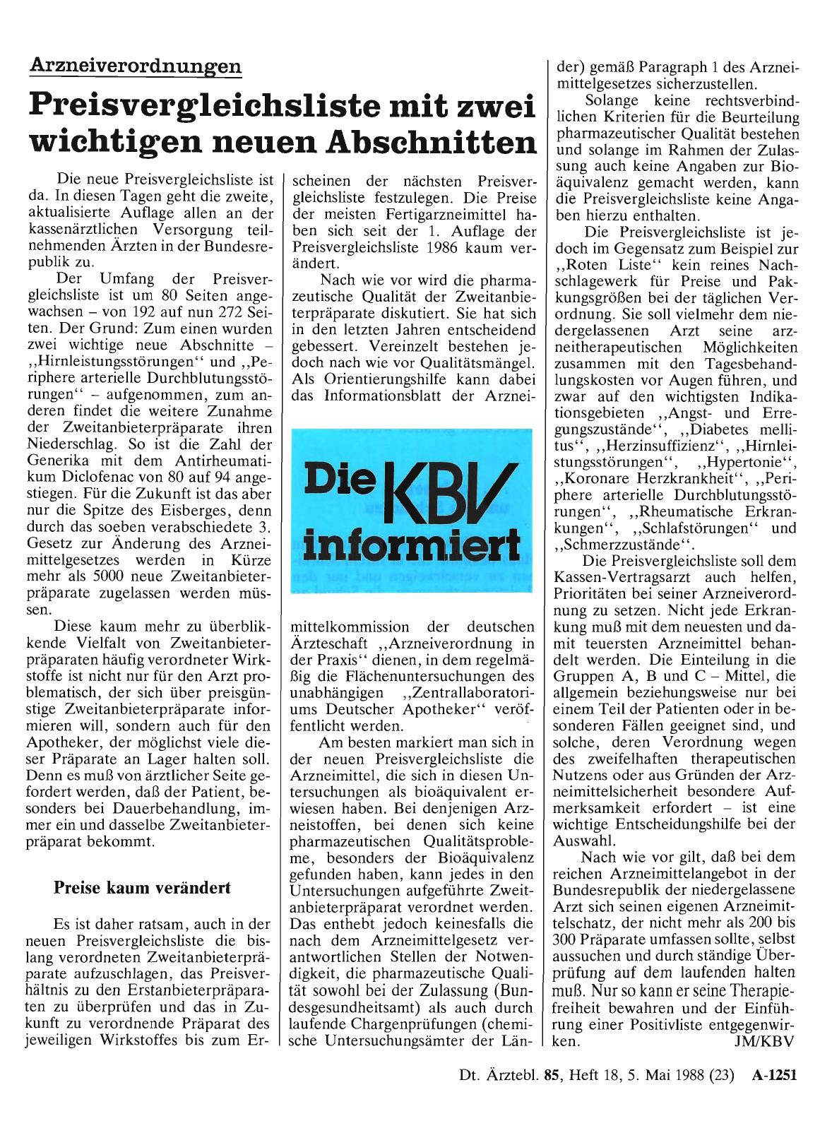 Vorschauseite 1: Arzneiverordnungen: Preisvergleichsliste mit zwei wichtigen neuen Abschnitten