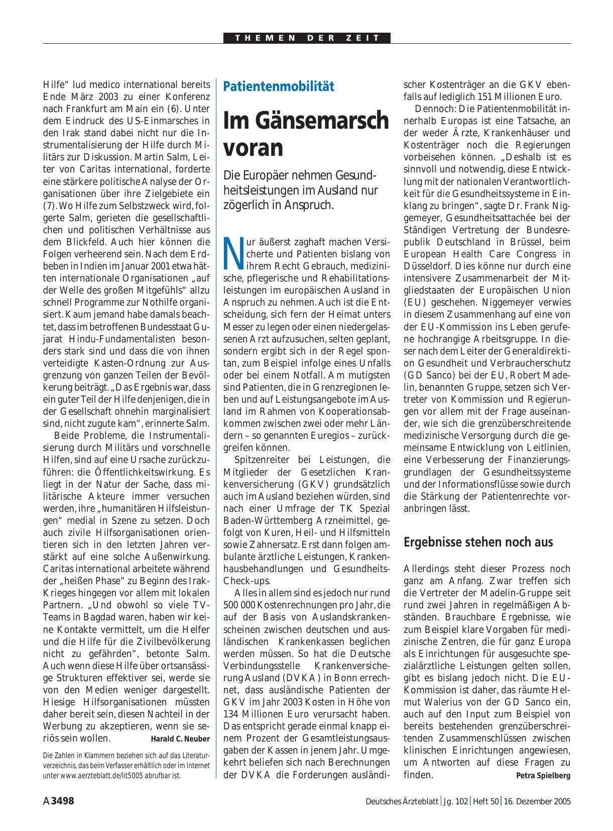 Vorschauseite 1: Patientenmobilität: Im Gänsemarsch voran