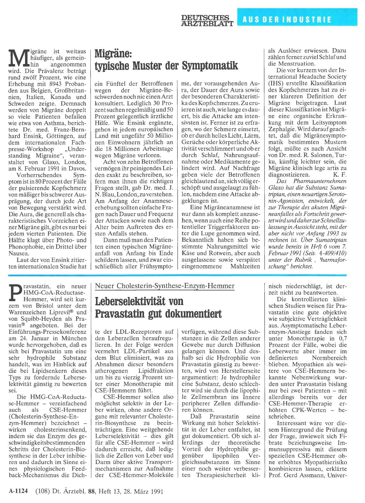 Vorschauseite 1: Neuer Cholesterin-Synthese-Enzym-Hemmer: Leberselektivität von Pravastatin gut dokumentiert