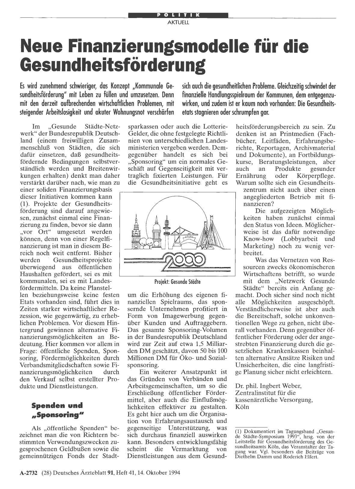 Vorschauseite 1: Neue Finanzierungsmodelle für die Gesundheitsförderung