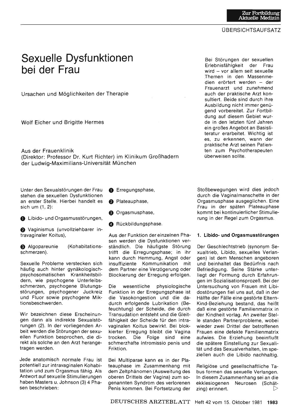 Vorschauseite 1: Sexuelle Dysfunktionen bei der Frau