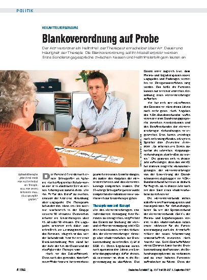 Vorschauseite 1: Heilmittelversorgung: Blankoverordnung auf Probe