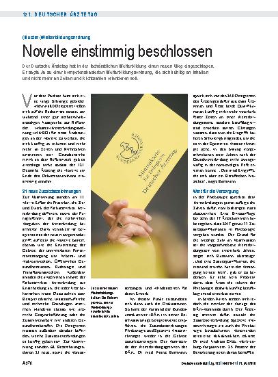 Vorschauseite 1: (Muster-)Weiterbildungsordnung: Novelle einstimmig beschlossen