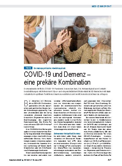 Vorschauseite 1: Somatopsychische Abwärtsspirale: COVID-19 und Demenz – eine prekäre Kombination