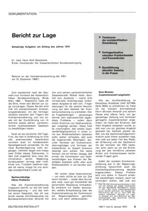 Vorschauseite 1: Bericht zur Lage: Schwierige Aufgaben am Anfang des Jahres 1970