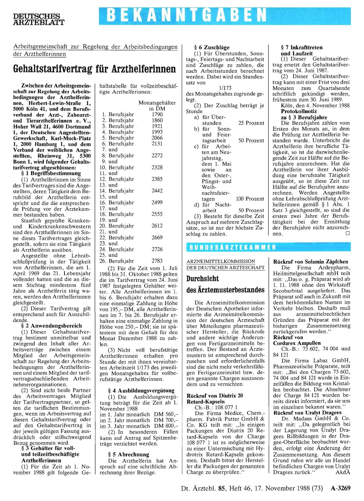 Vorschauseite 1: ARZNEIMITTELKOMMISSION DER DEUTSCHEN ÄRZTESCHAFT: Durchsicht des Ärztemusterbestandes