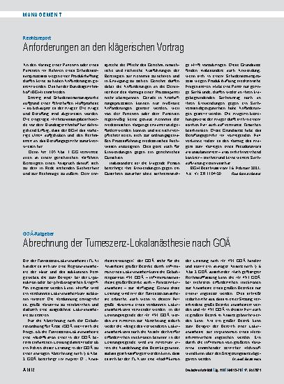 Vorschauseite 1: Rechtsreport: Anforderungen an den klägerischen Vortrag