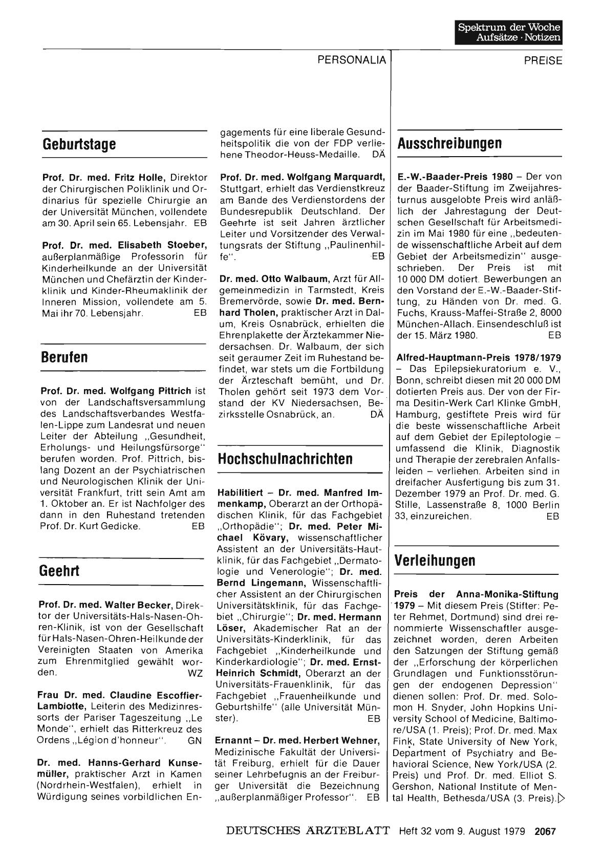 Vorschauseite 1: Ausschreibungen