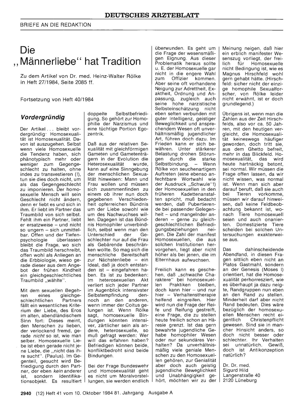 Vorschauseite 1: Die „ Männerliebe“ hat Tradition: Vordergründig