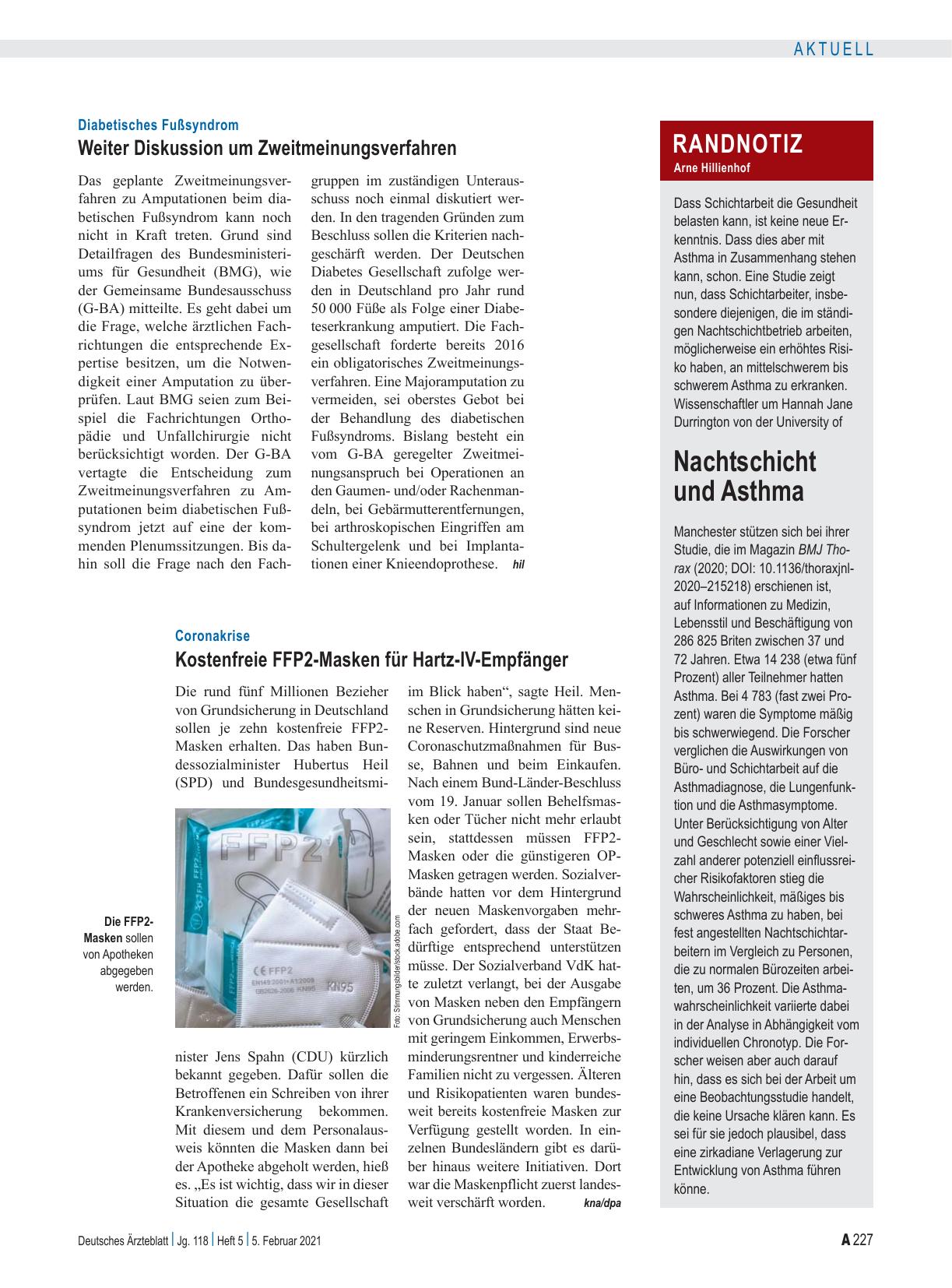 Vorschauseite 1: Coronakrise: Kostenfreie FFP2-Masken für Hartz-IV-Empfänger