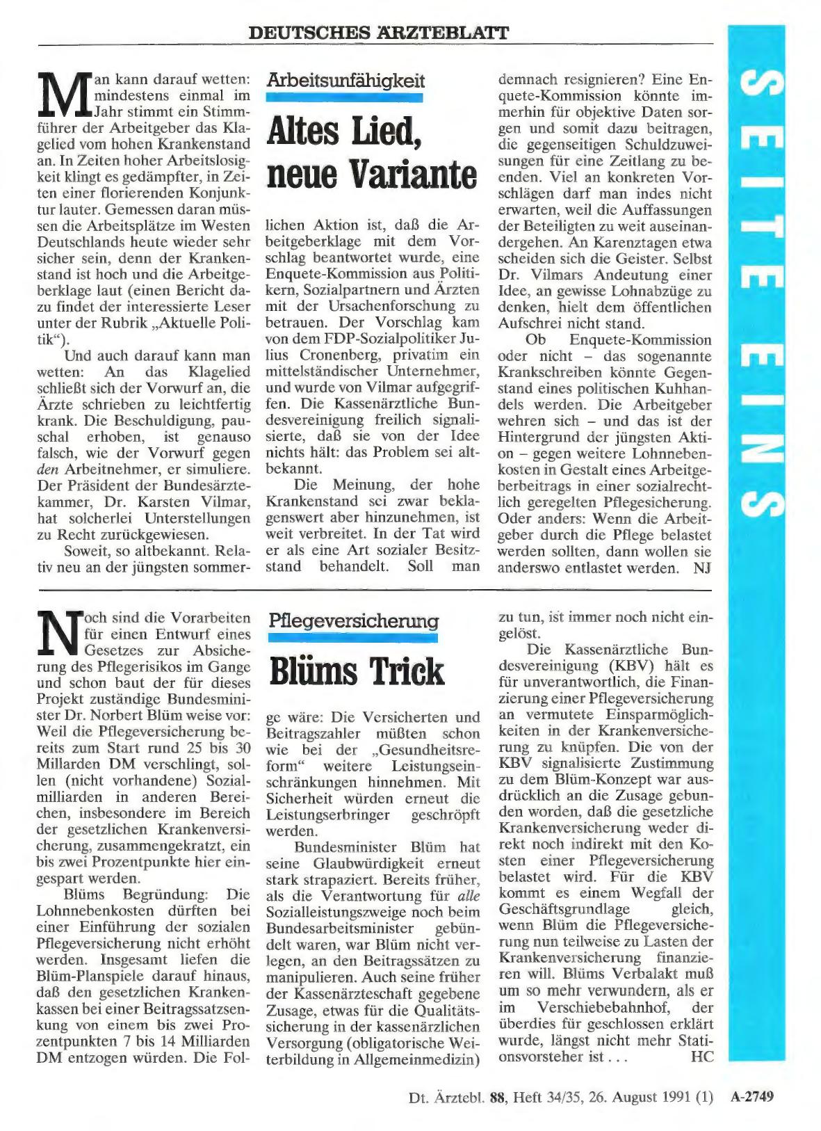 Vorschauseite 1: Pflegeversicherung: Blüms Trick