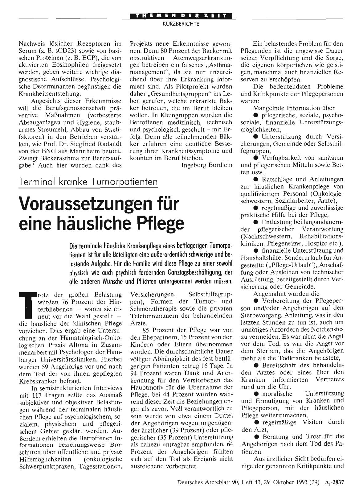 Vorschauseite 1: Terminal kranke Tumorpatienten Voraussetzungen für eine häusliche Pflege