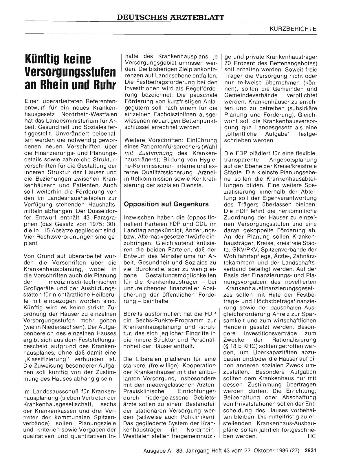 Vorschauseite 1: Künftig keine Versorgungsstufen an Rhein und Ruhr