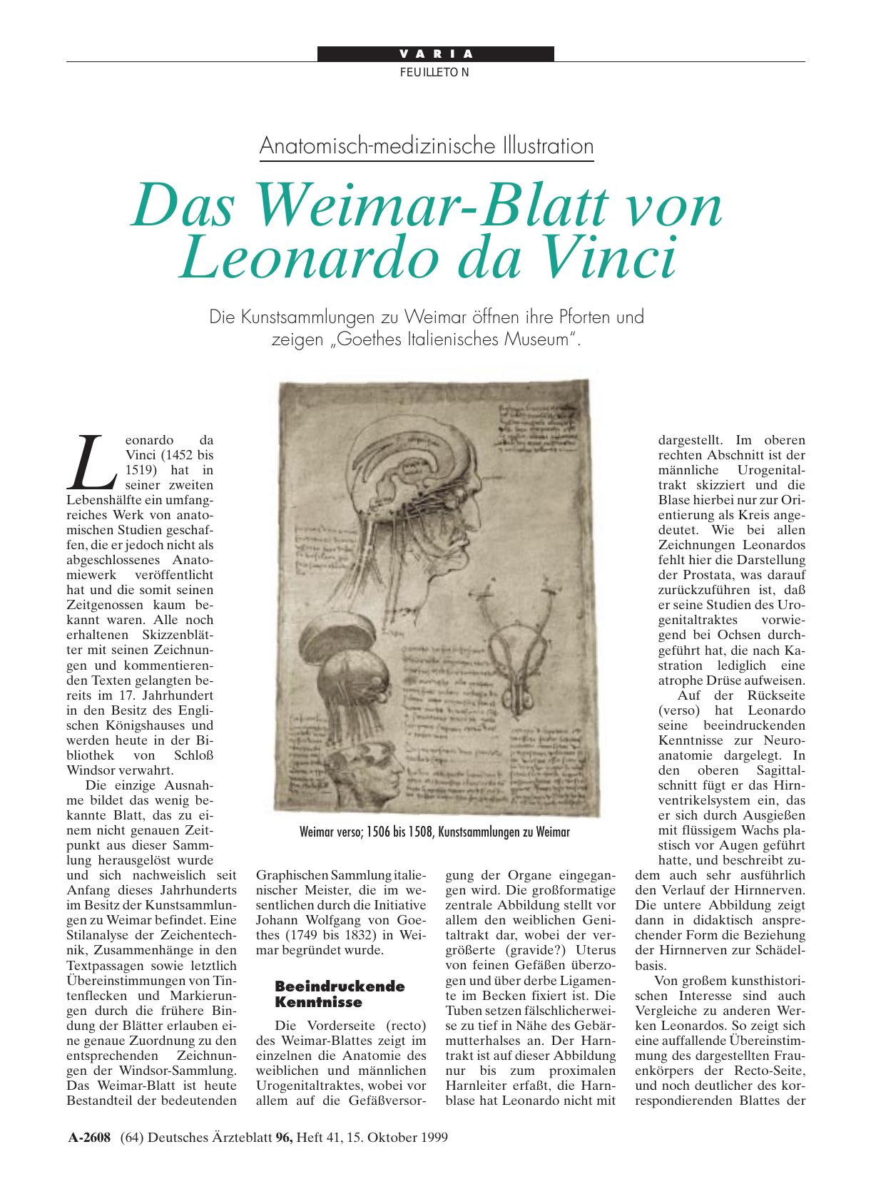 Vorschauseite 1: Anatomisch-medizinische Illustration: Das Weimar-Blatt von Leonardo da Vinci
