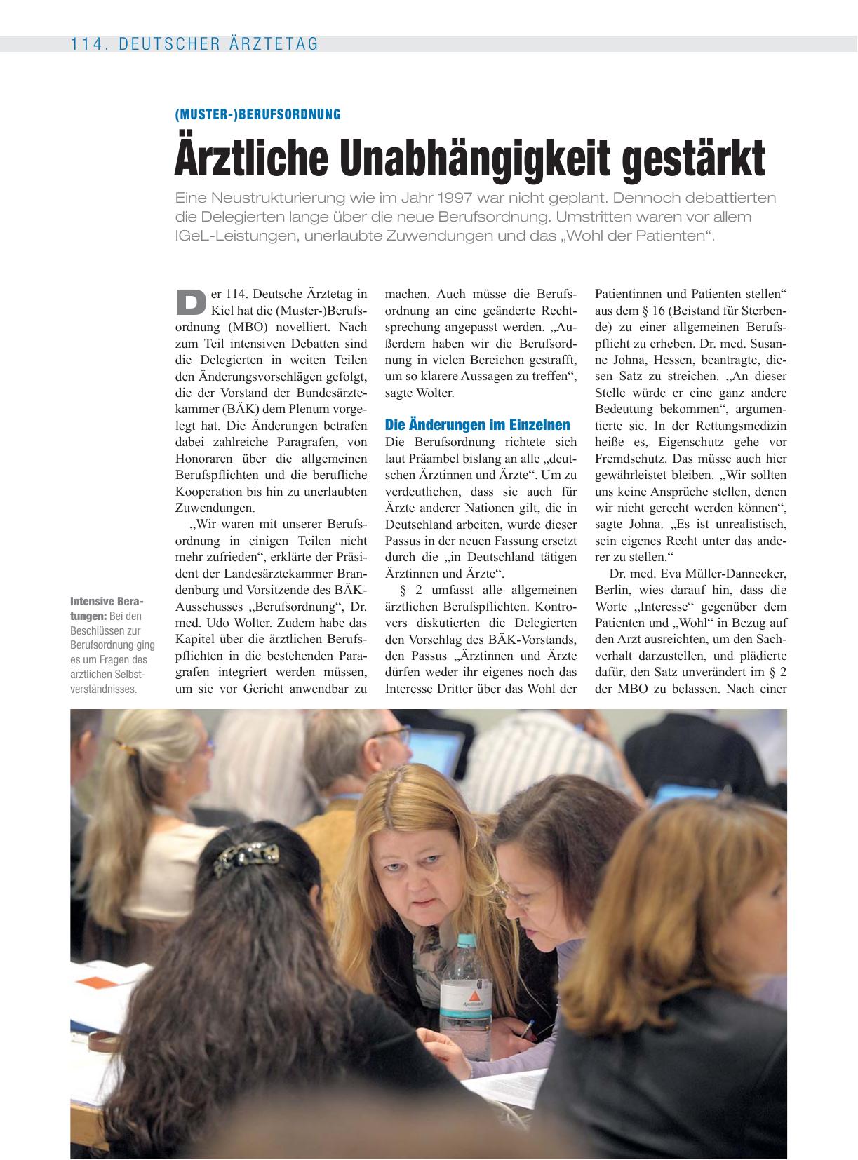 Vorschauseite 1: (Muster-)Berufsordnung: Ärztliche Unabhängigkeit gestärkt