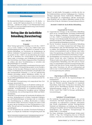 Vorschauseite 1: Vertrag über die kurärztliche Behandlung (Kurarztvertrag)