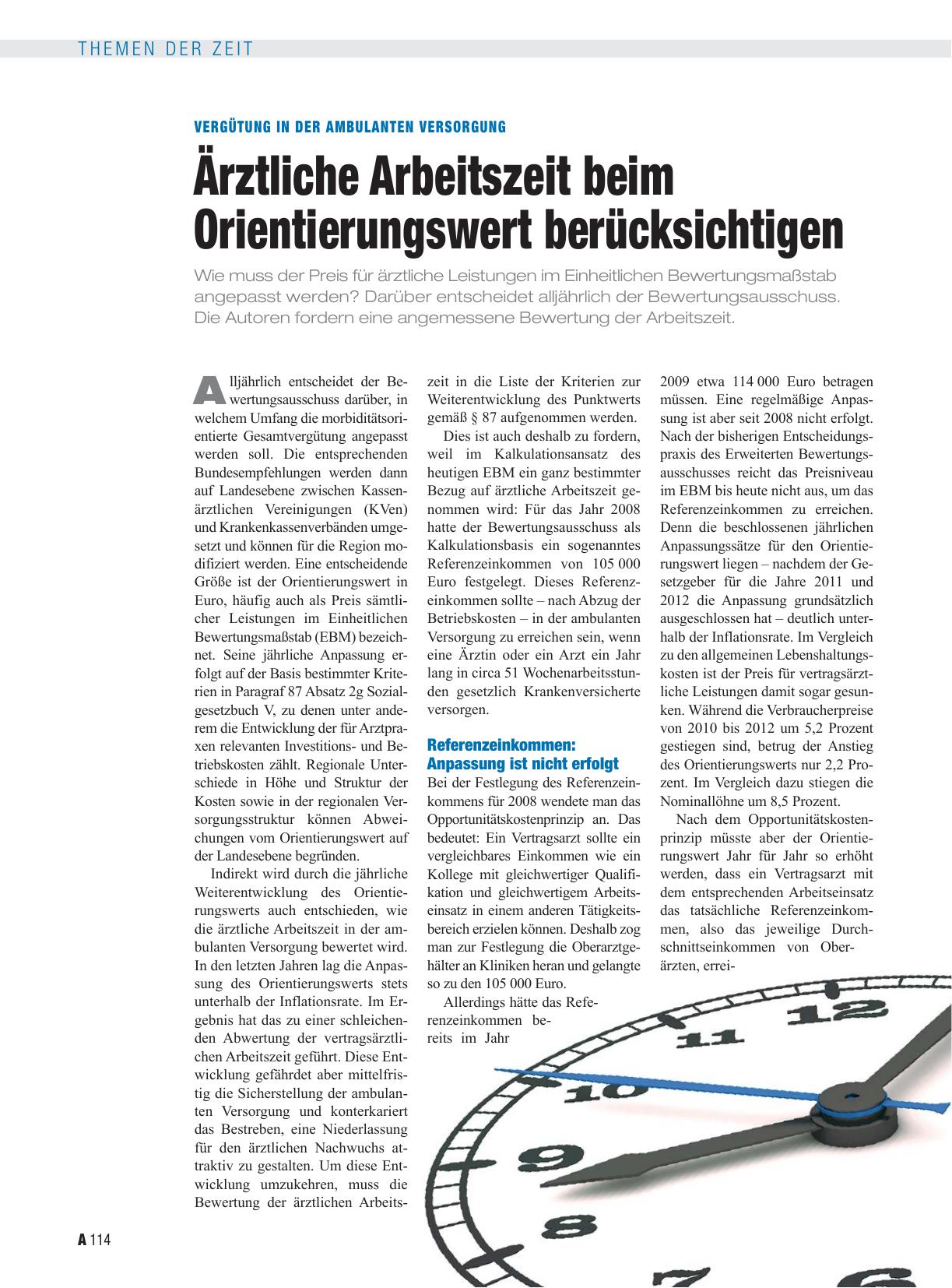 Vorschauseite 1: Vergütung in der ambulanten Versorgung: Ärztliche Arbeitszeit beim Orientierungswert berücksichtigen
