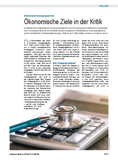 Vorschauseite 1: Medizinische Versorgungszentren: Ökonomische Ziele in der Kritik
