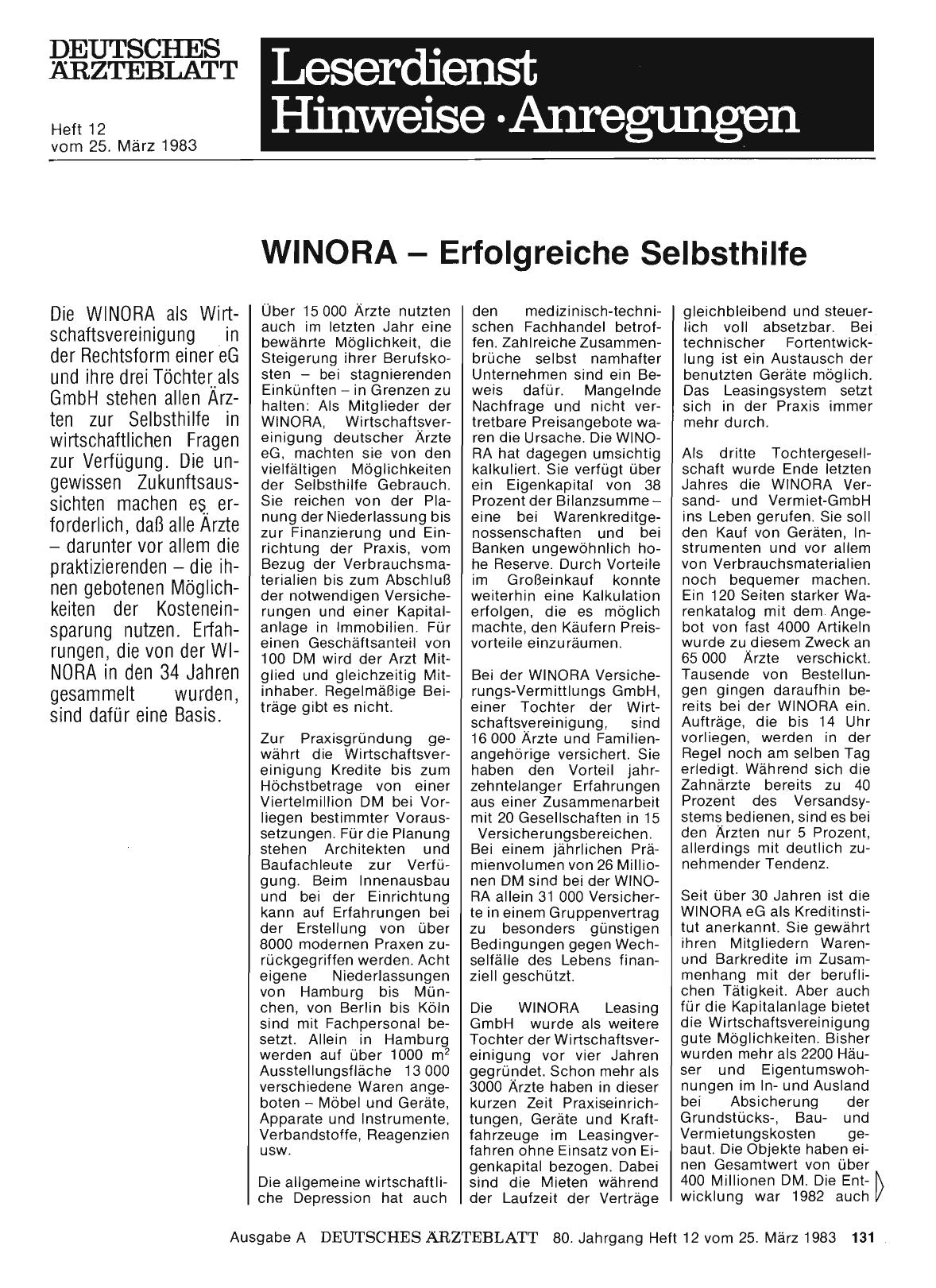 Vorschauseite 1: WINORA Erfolgreiche Selbsthilfe