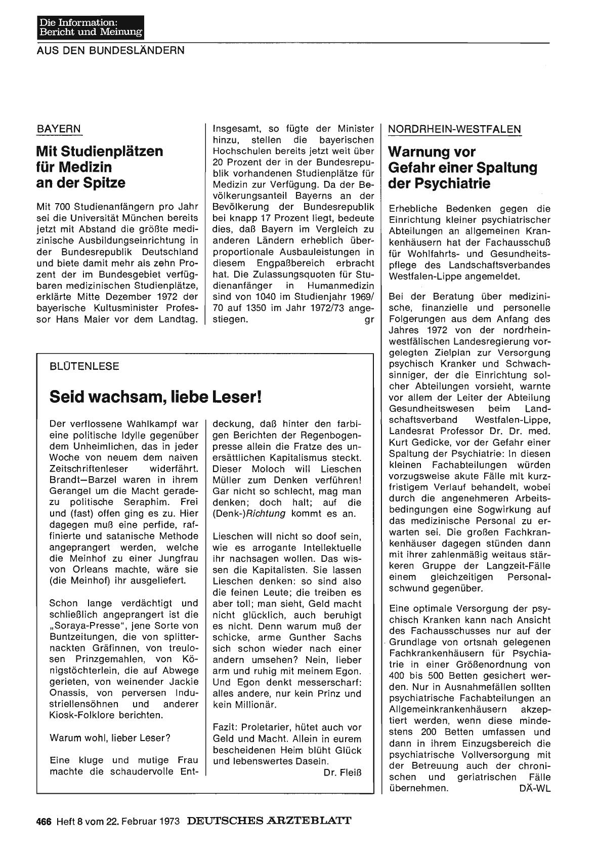 Vorschauseite 1: Bayern: Mit Studienplätzen für Medizin an der Spitze