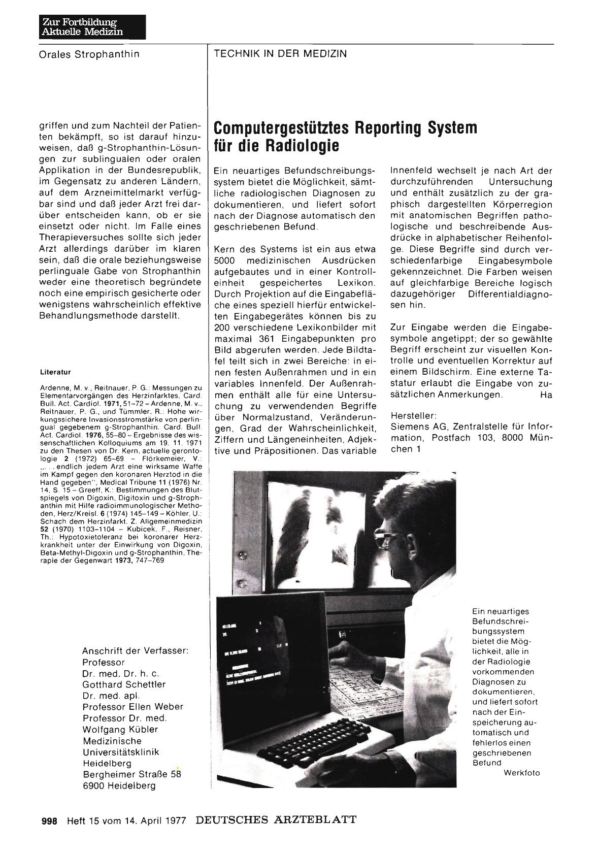Vorschauseite 1: Computergestütztes Reporting System für die Radiologie