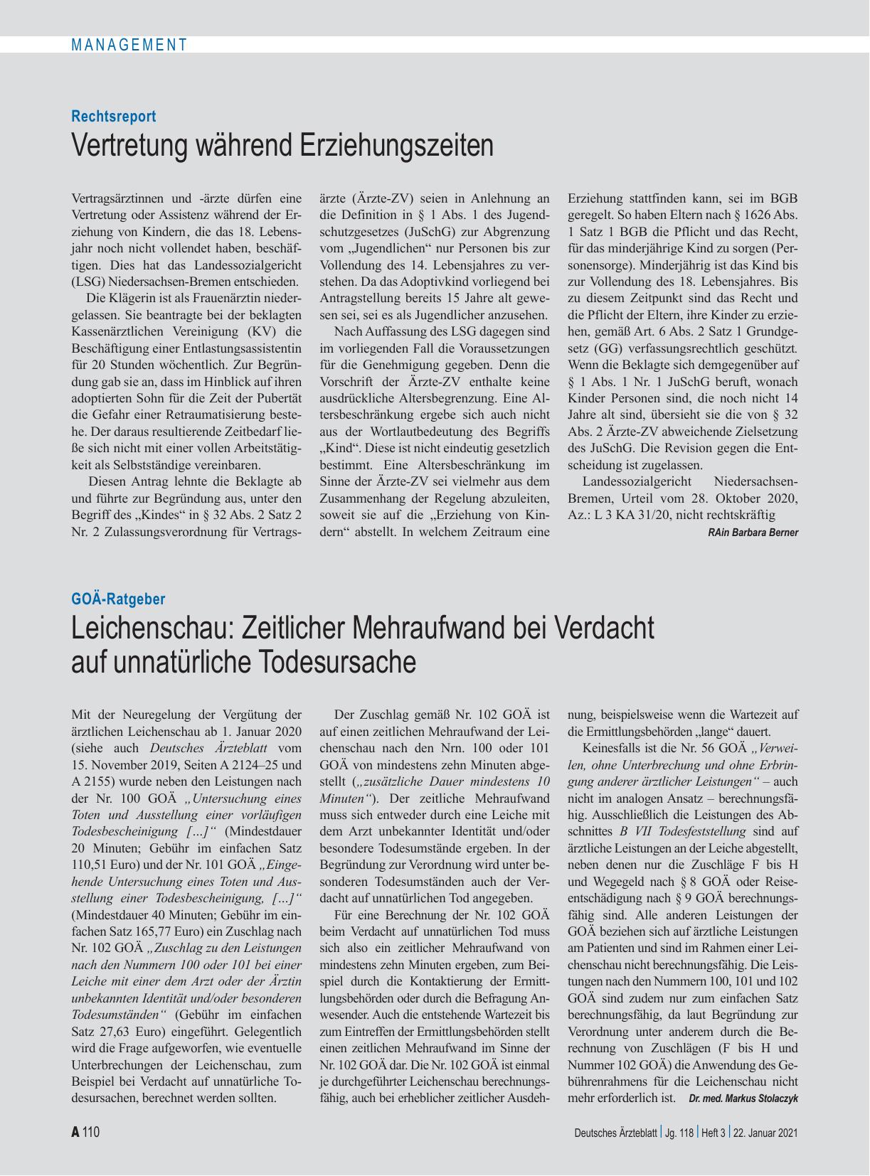 Vorschauseite 1: GOÄ-Ratgeber: Leichenschau: Zeitlicher Mehraufwand bei Verdacht auf unnatürliche Todesursache