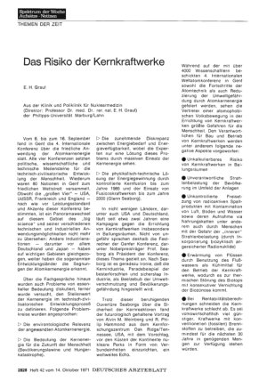 Vorschauseite 1: Das Risiko der Kernkraftwerke