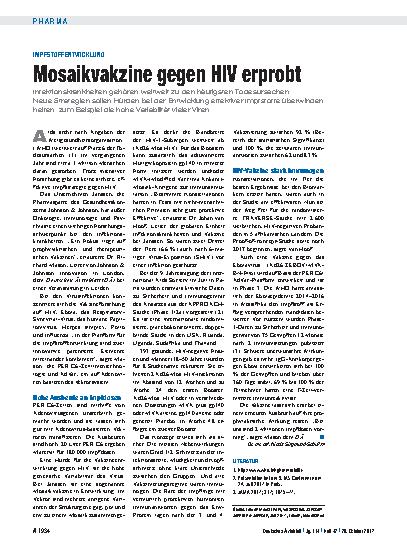 Vorschauseite 1: Impfstoffentwicklung: Mosaikvakzine gegen HIV erprobt