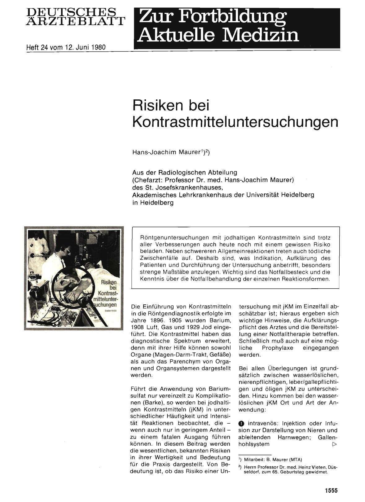 Vorschauseite 1: Risiken bei Kontrastmitteluntersuchungen