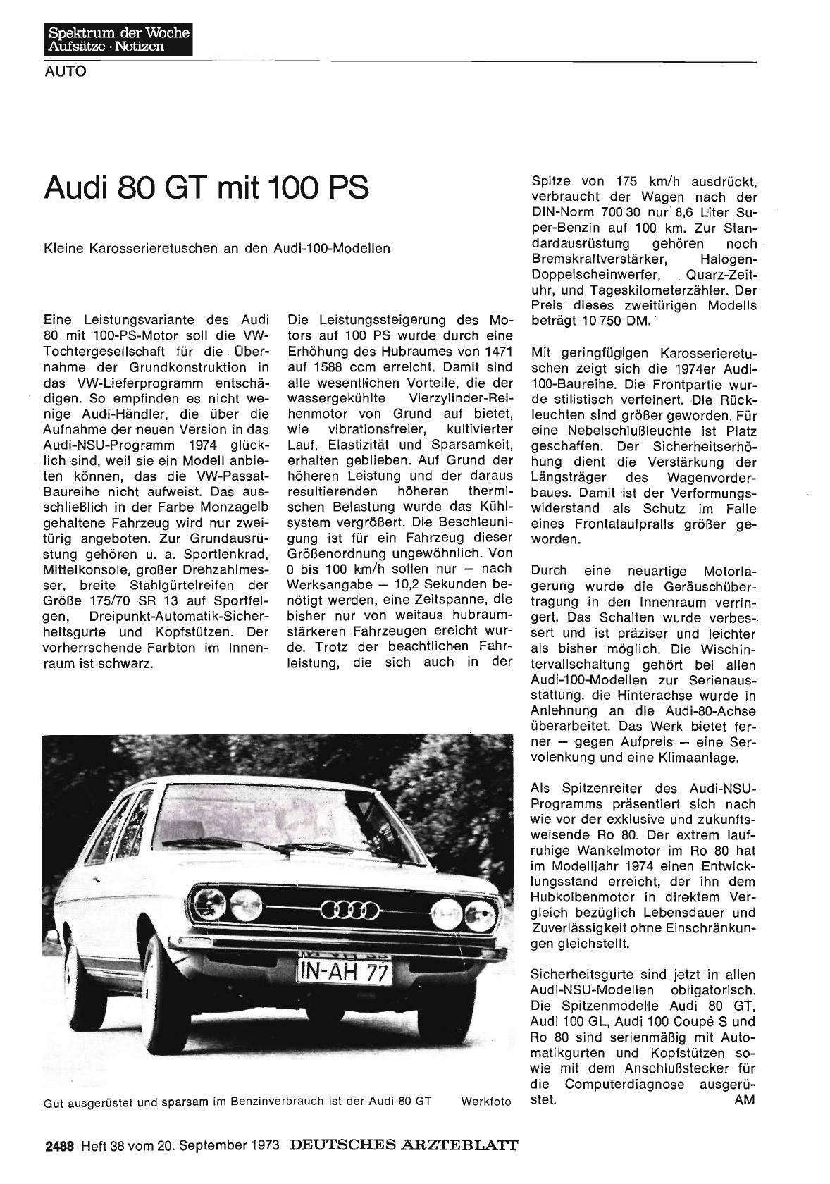 Vorschauseite 1: Audi 80 GT mit 100 PS: Kleine Karosserieretuschen an den Audi-100-Modellen
