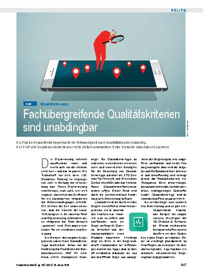 Vorschauseite 1: Gesundheits-Apps: Fachübergreifende Qualitätskriterien sind unabdingbar