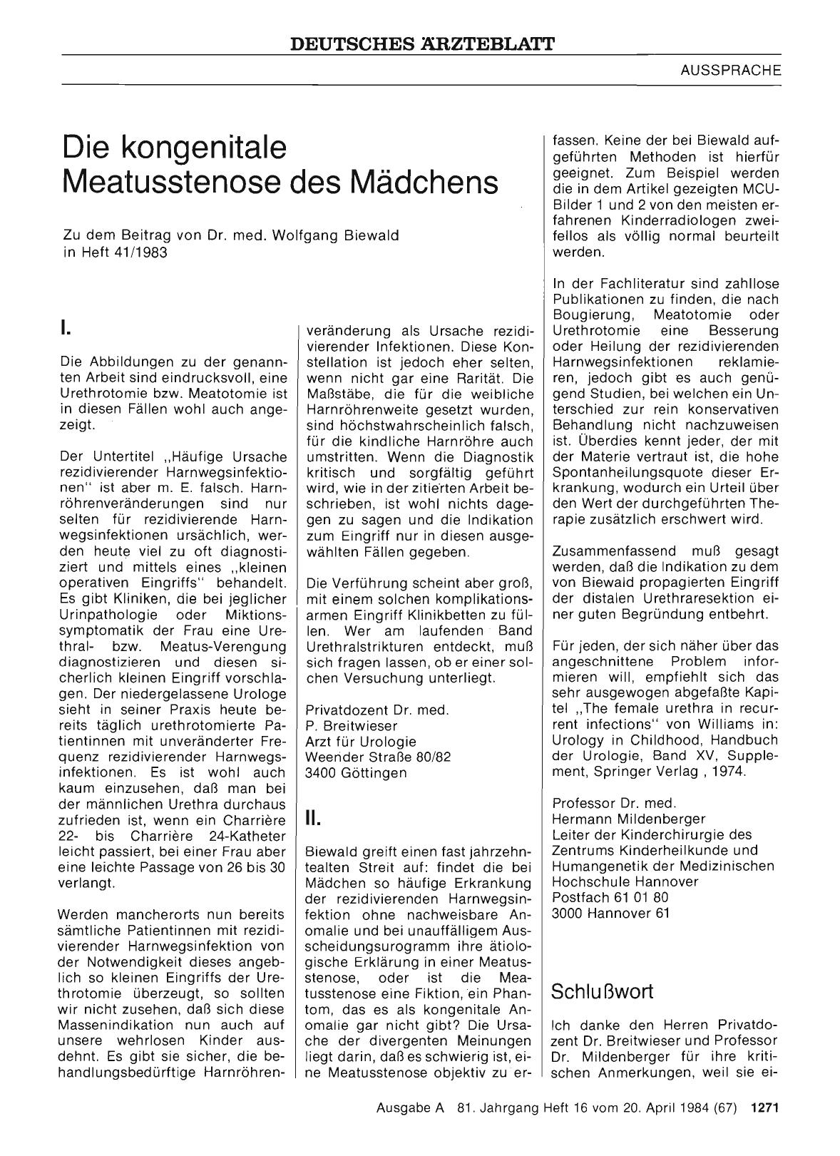 Vorschauseite 1: Die kongenitale Meatusstenose des Mädchens: I.
